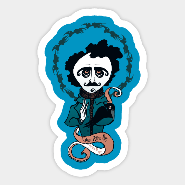 The raven Poe Sticker by lanznaster